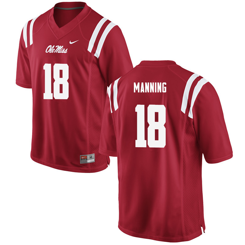 Men Ole Miss Rebels #18 Archie Manning College Football Jerseys-Red - Click Image to Close